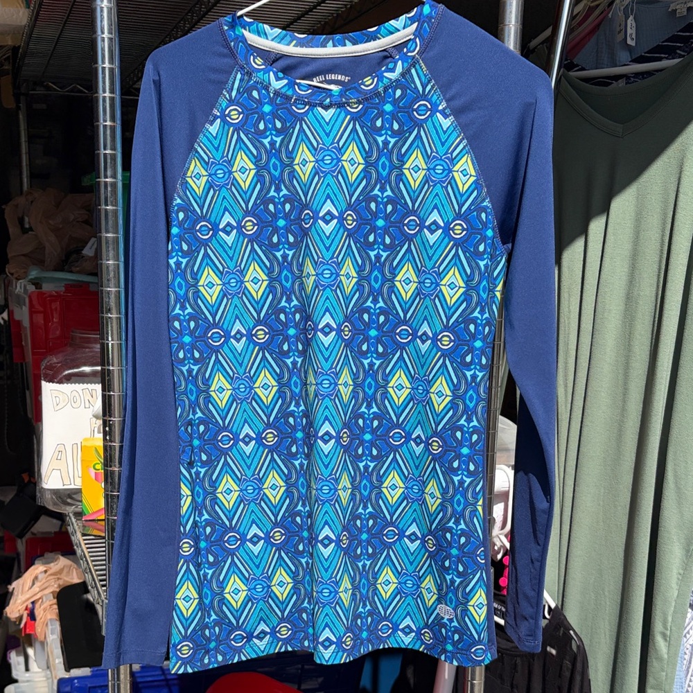 Reel Legends Blue and Green Patterned Shirt